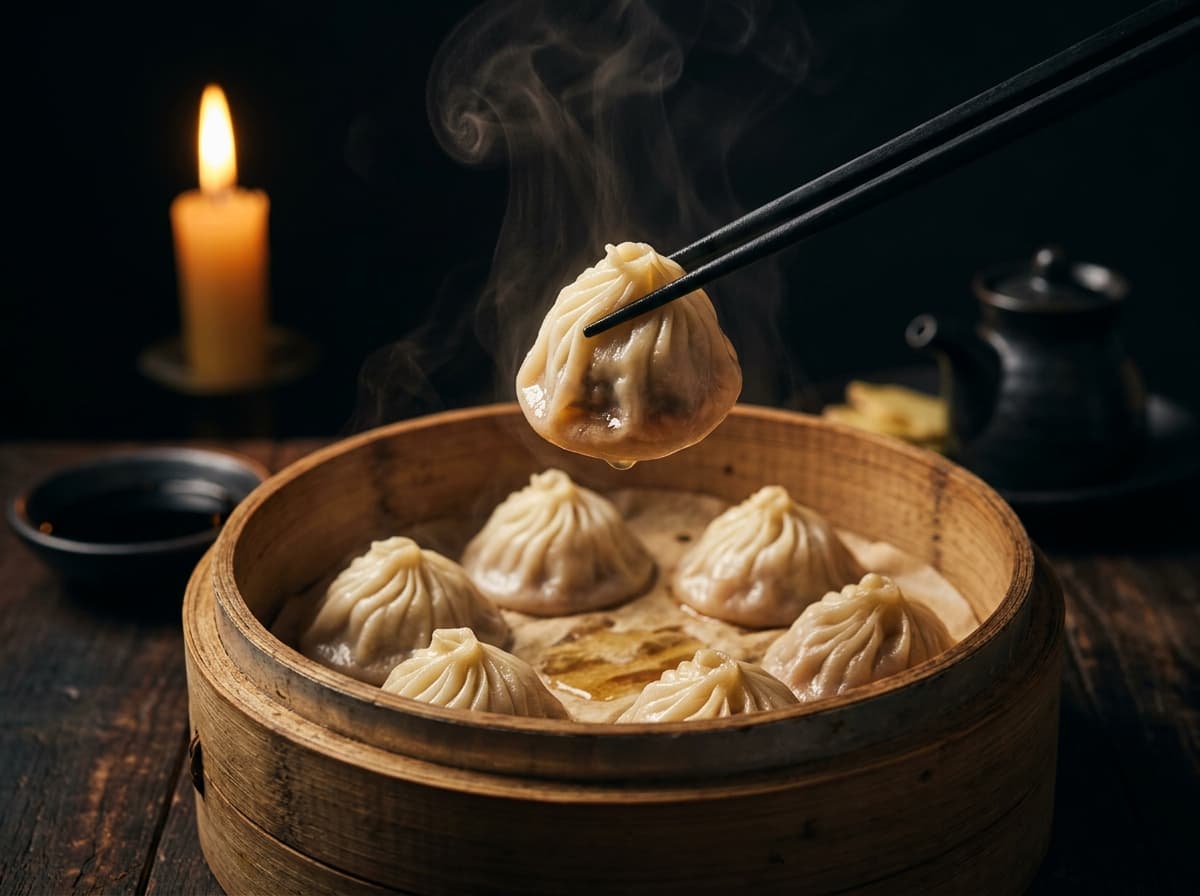 Xiao Long Bao im Bambuskorb